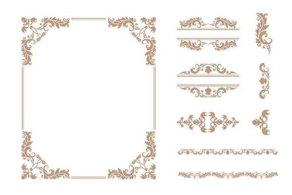 Set of various luxury vintage ornament frame and decorative classical delimiter vector illustration