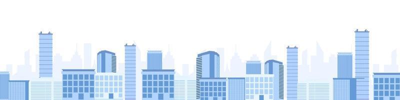 City landscape with skyscrapers. Modern metropolis with blue industrial and residential buildings vector
