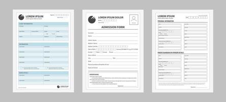 Application form set. Prepared forms for registering filling personal data business contract for entering work. vector