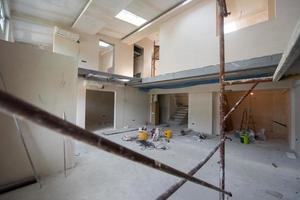 interior of construction site with scaffolding photo