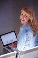 student girl with laptop computer photo