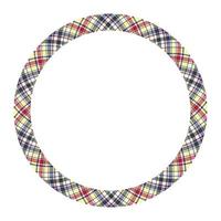 Circle borders and frames vector. Round border pattern geometric vintage frame design. Scottish tartan plaid fabric texture. Template for gift card, collage, scrapbook or photo album and portrait. vector