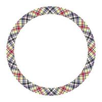 Circle borders and frames vector. Round border pattern geometric vintage frame design. Scottish tartan plaid fabric texture. Template for gift card, collage, scrapbook or photo album and portrait. vector