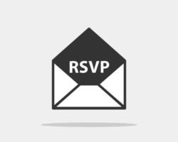 vector de icono de RSVP. por favor responda la carta en el sobre. respuesta en concepto de correo.