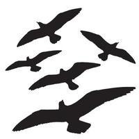 silhouettes of flying birds group vector