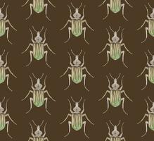 BROWN VECTOR SEAMLESS PATTERN WITH WATERCOLOR BEETLES
