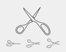 Set scissor icon. Scissors vector design element or logo template. Black and white silhouette isolated.