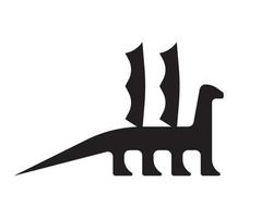 plantilla de vector de logotipo de dragón. silueta en blanco y negro de un dinosaurio