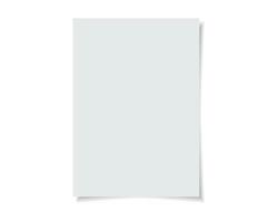 Vector paper format A4 size with realistic shadow. White blank page isolated on background. Mock up template.