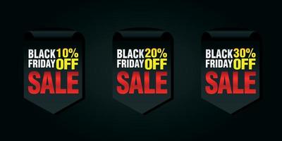 Black friday set of sale badges 10, 20, 30 off vector