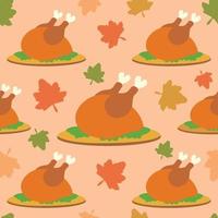 Thanksgiving seamless background with cooked turkey vector