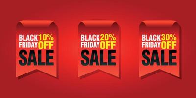 Black friday set of sale badges 10, 20, 30 off vector