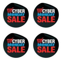 Concept modern stickers cyber monday sale 50, 55, 60, 70 off vector