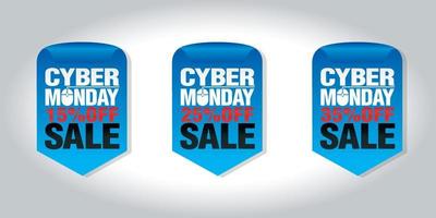 Cyber monday sale set of badges 15, 25, 35 off vector