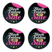 Pink Black Friday sticker collection. Black Friday sale 50, 55, 60, 70 off vector