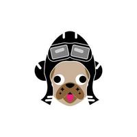 bulldog con un logotipo de icono de casco protector vector