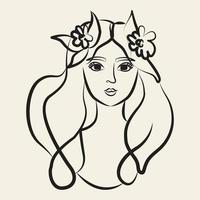 Woman face continuous line drawing. Abstract minimal woman portrait. Logo, icon, label vector