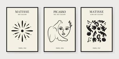 Abstract Matisse Art Set, Aesthetic Modern Art, Minimalist Art, Illustration, Vector, Poster, Postcard. A set of abstract fashion creative art vector