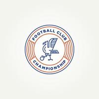 diseño de ilustración vectorial de plantilla de logotipo de icono de arte de línea de emblema de club de fútbol minimalista. mascota moderna simple del halcón del águila para el logotipo de un equipo de fútbol vector