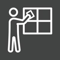 Man Cleaning Window Line Inverted Icon vector