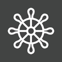 Ship Helm Line Inverted Icon vector