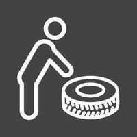 Fixing Punctured Tyre Line Inverted Icon vector