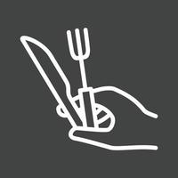 Holding Fork and Knife Line Inverted Icon vector