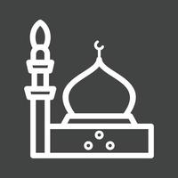 Prophet's Mosque Line Inverted Icon vector