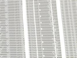 database concept with printed and coded database records photo