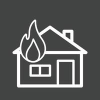 House on Fire Line Inverted Icon vector