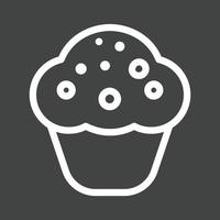 icono de línea invertida de cupcake de chocolate vector