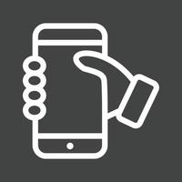 Holding Smartphone Line Inverted Icon vector