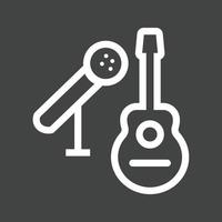 icono invertido de línea de guitarra y micrófono vector