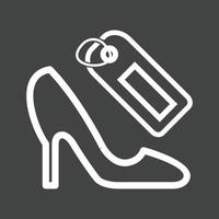 icono invertido de la línea de compras de zapatos vector