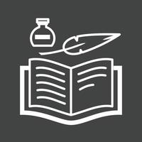 Quill and Book Line Inverted Icon vector