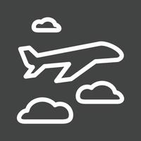 Plane Flying Line Inverted Icon vector