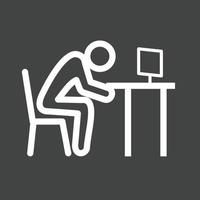 Sleepy Worker Line Inverted Icon vector