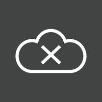 icono invertido de línea de nube no verificada vector