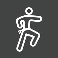 icono de línea invertida de karate vector