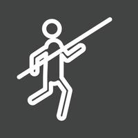 línea de salto con pértiga icono invertido vector