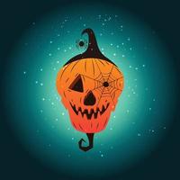 Happy Halloween banner or party invitation background with pumpkins under the moonlight Vector illustration