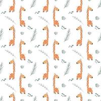 patrón sin costuras de jirafa africana para niños vector