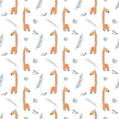 African giraffe seamless pattern for children
