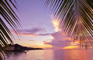 puesta de sol playa tropical