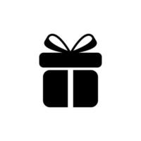 icono de regalo blanco y negro sobre fondo aislado vector