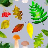 otoño de patrones sin fisuras con hojas y setas ilustración vector