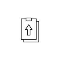 Document, office, contract and agreement concept. Monochrome vector sign drawn in flat style. Vector line icon of arrow sign on clipboard