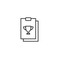 Document, office, contract and agreement concept. Monochrome vector sign drawn in flat style. Vector line icon of winner cup on clipboard