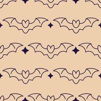 concepto de Halloween. vector vibrante patrón sin costuras de murciélago sobre fondo beige claro. perfecto para envolver, fondos de pantalla, postales, sitios web, tiendas