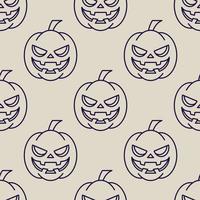 Halloween concept. Vibrant vector seamless pattern of creepy pumpkin on light beige background. Perfect for wrapping, wallpapers, postcards, web sites, shops